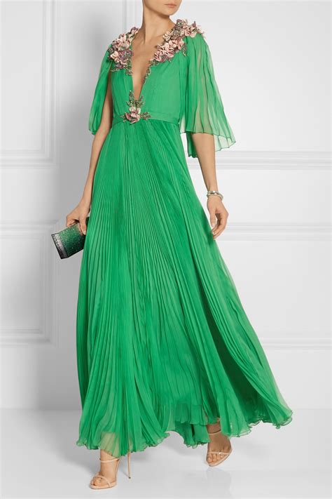 gucci pink green sequin flower drss|gucci long dresses.